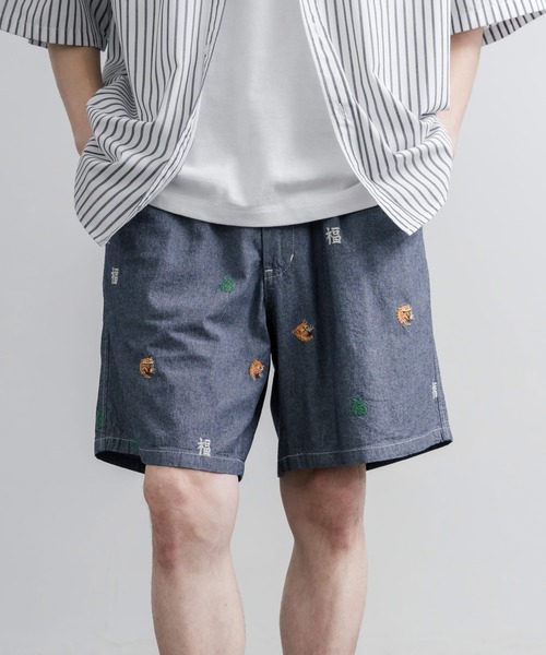 HOUSTON(ヒューストン)の「HOUSTON CHAMBRAY ALLOVER EMB EASY SHORTS シャンブレー総柄刺繍イージーショートパンツ(その他パンツ・メンズ・インディゴブルー/ライトブルー・XXL/XL/L/M)」の10枚目の写真