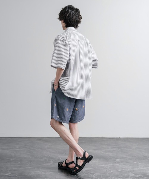 HOUSTON(ヒューストン)の「HOUSTON CHAMBRAY ALLOVER EMB EASY SHORTS シャンブレー総柄刺繍イージーショートパンツ(その他パンツ・メンズ・インディゴブルー/ライトブルー・XXL/XL/L/M)」の14枚目の写真
