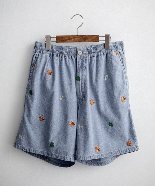 HOUSTON(ヒューストン)の「HOUSTON CHAMBRAY ALLOVER EMB EASY SHORTS シャンブレー総柄刺繍イージーショートパンツ(その他パンツ・メンズ・インディゴブルー/ライトブルー・XXL/XL/L/M)」の15枚目の写真