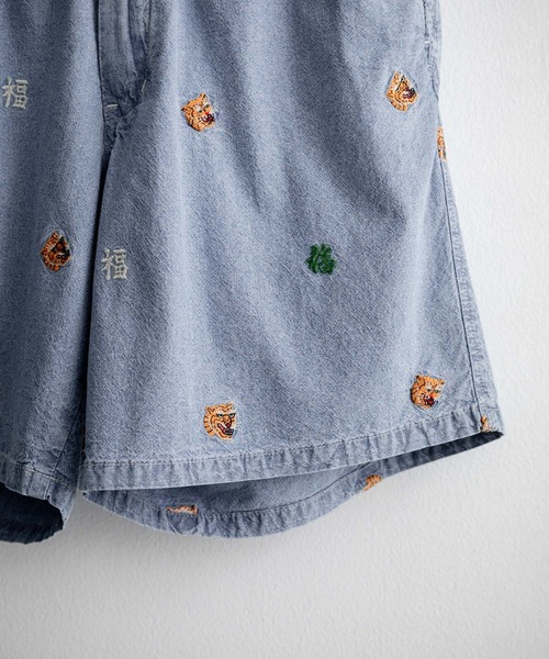 HOUSTON(ヒューストン)の「HOUSTON CHAMBRAY ALLOVER EMB EASY SHORTS シャンブレー総柄刺繍イージーショートパンツ(その他パンツ・メンズ・インディゴブルー/ライトブルー・XXL/XL/L/M)」の19枚目の写真