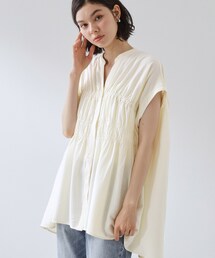 THE SHOP TK  | 【夏に嬉しい機能つき】ひんやりさらさら シャーリングブラウス(シャツ/ブラウス)