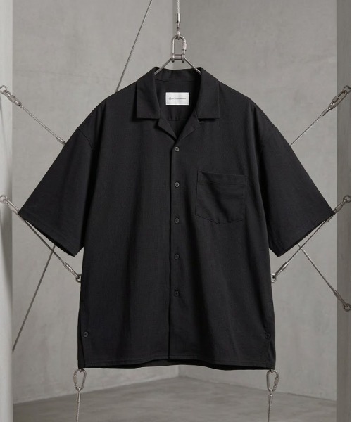 MODE COMMUTER（モードコミューター）の「[MC by HIDETAKA FUKUZONO  COLLECTION] TENCEL OPEN COLLAR SHIRTS（シャツ/ブラウス・メンズ・ベージュ/ブラック・MEDIUM/LARGE/SMALL）」の2枚目の写真