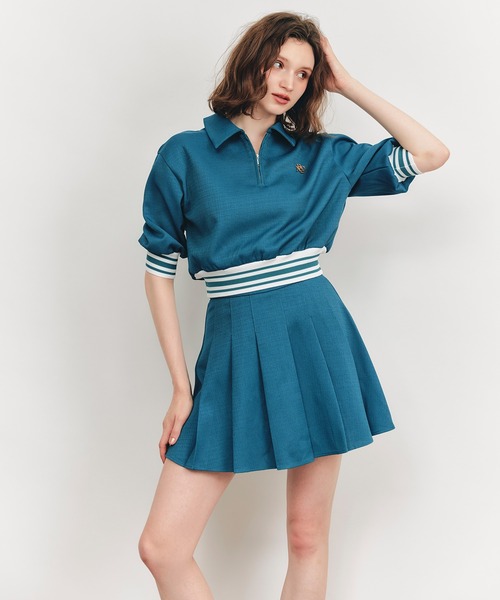 REDYAZEL(レディアゼル)の「ラインハーフZIPポロトップス×ミニプリーツスカートセットアップ(セットアップ・レディース・ネイビー/キナリ/グリーン・FREE)」の18枚目の写真