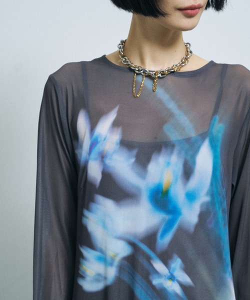 yae(ヤエ)の「Original flower pattern dress / オリジナルフラワーパターンドレス(ワンピース・レディース・グレー/ブラック・36/38)」の15枚目の写真