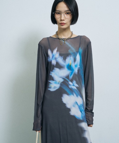 yae(ヤエ)の「Original flower pattern dress / オリジナルフラワーパターンドレス(ワンピース・レディース・グレー/ブラック・36/38)」の10枚目の写真