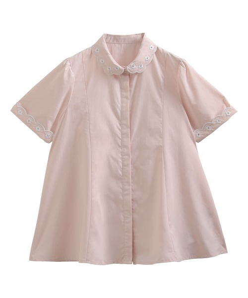 Fit more(フィットモア)の「スカラップ刺しゅう襟ブラウス(シャツ/ブラウス・レディース・ホワイト/ベビーピンク/ライトブルー・FREE)」の9枚目の写真