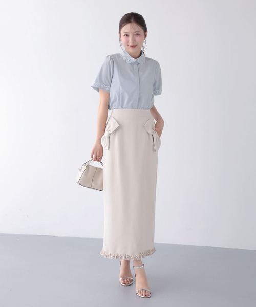 Fit more(フィットモア)の「スカラップ刺しゅう襟ブラウス(シャツ/ブラウス・レディース・ホワイト/ベビーピンク/ライトブルー・FREE)」の12枚目の写真