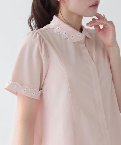 Fit more(フィットモア)の「スカラップ刺しゅう襟ブラウス(シャツ/ブラウス・レディース・ホワイト/ベビーピンク/ライトブルー・FREE)」の17枚目の写真