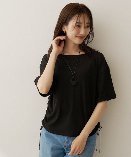 UNTITLED(アンタイトル)の「ドロストプルオーバージャージ(Tシャツ/カットソー・レディース・ホワイト/ブラック/グリーン・04/44/48/50/00/02)」の2枚目の写真