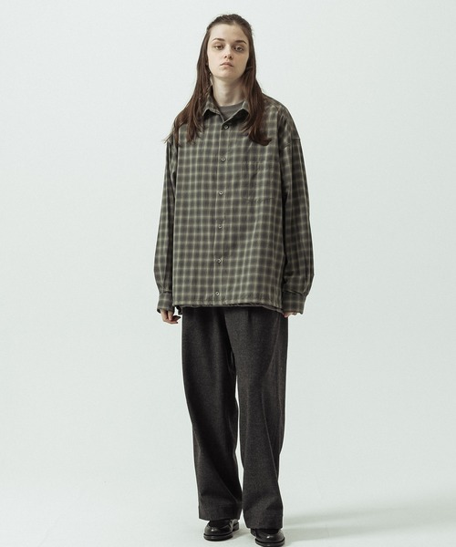 SLICK(スリック)の「【SLICK/スリック】Ombre Check Oversized Drawstring Shirt/オンブレチェック オーバーサイズドローストリングシャツ/リラックスシルエット(シャツ/ブラウス・メンズ・ブラウン/スミクロ・1/3/2)」の7枚目の写真