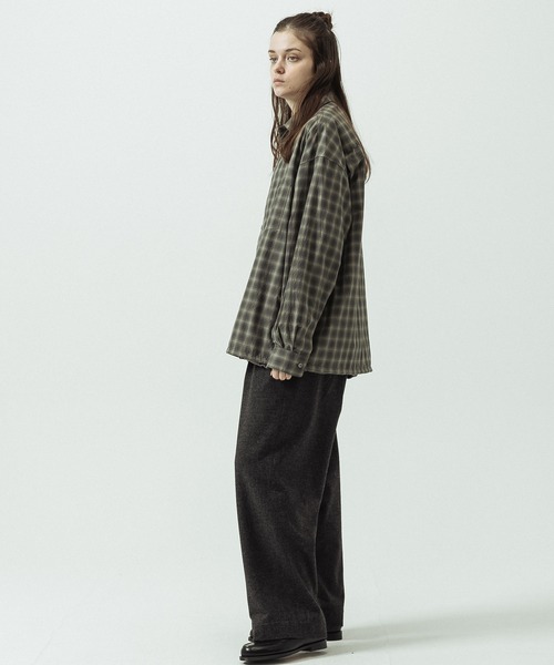 SLICK(スリック)の「【SLICK/スリック】Ombre Check Oversized Drawstring Shirt/オンブレチェック オーバーサイズドローストリングシャツ/リラックスシルエット(シャツ/ブラウス・メンズ・ブラウン/スミクロ・1/3/2)」の8枚目の写真