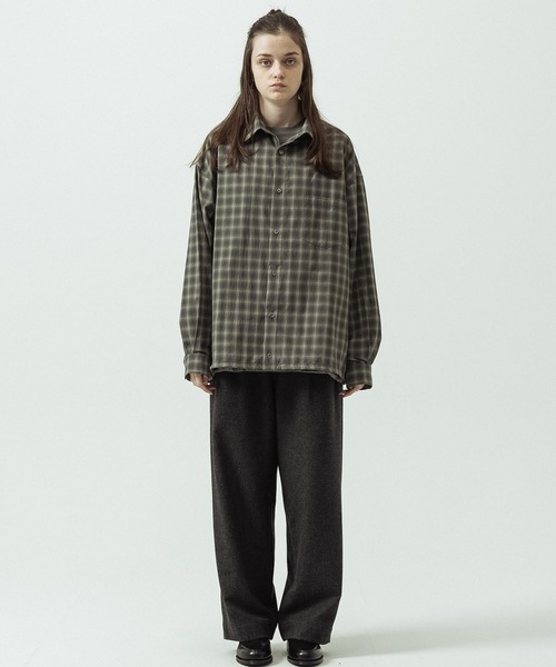 SLICK(スリック)の「【SLICK/スリック】Ombre Check Oversized Drawstring Shirt/オンブレチェック オーバーサイズドローストリングシャツ/リラックスシルエット(シャツ/ブラウス・メンズ・ブラウン/スミクロ・1/3/2)」の11枚目の写真