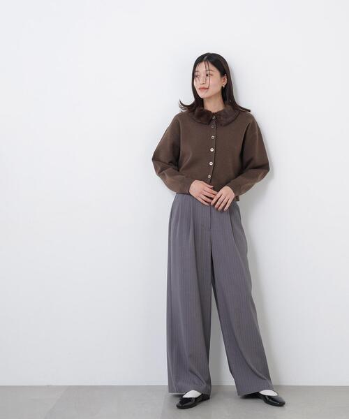 N.(N. Natural Beauty Basic)(エヌエヌナチュラルビューティーベーシック)の「ストライプワイドパンツ(その他パンツ・レディース・グレー/キャメル・SMALL/MEDIUM)」の3枚目の写真