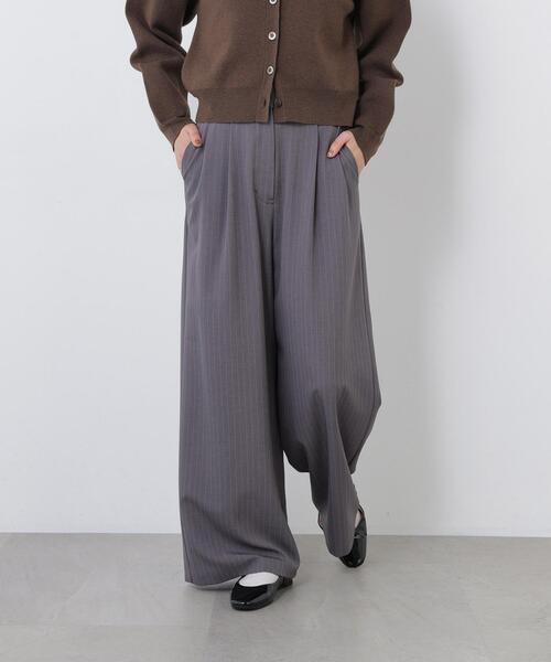 N.(N. Natural Beauty Basic)(エヌエヌナチュラルビューティーベーシック)の「ストライプワイドパンツ(その他パンツ・レディース・グレー/キャメル・SMALL/MEDIUM)」の8枚目の写真