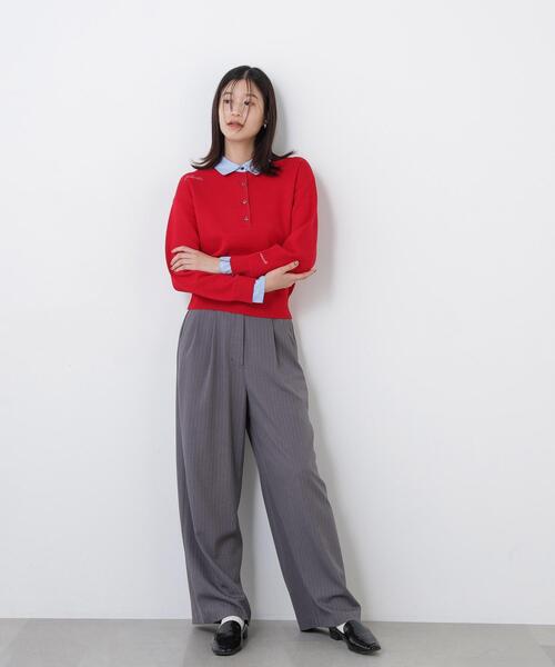 N.(N. Natural Beauty Basic)(エヌエヌナチュラルビューティーベーシック)の「ストライプワイドパンツ(その他パンツ・レディース・グレー/キャメル・SMALL/MEDIUM)」の10枚目の写真