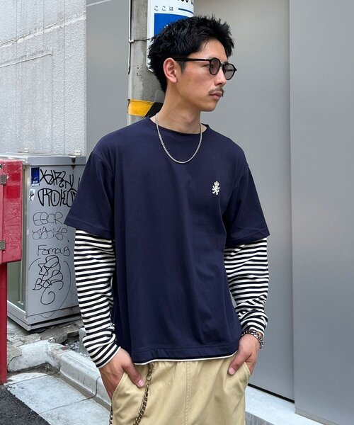 CIAOPANIC(チャオパニック)の「ボーダーレイヤードロンTEE(Tシャツ/カットソー・レディース・ブラウン/ネイビー・MEDIUM/LARGE)」の1枚目の写真