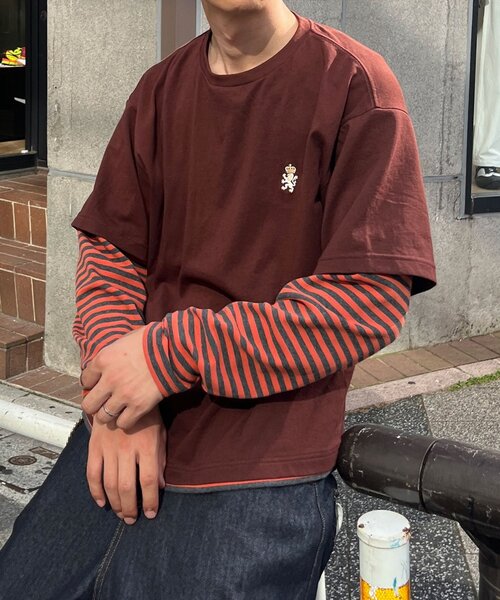 CIAOPANIC(チャオパニック)の「ボーダーレイヤードロンTEE(Tシャツ/カットソー・レディース・ブラウン/ネイビー・MEDIUM/LARGE)」の2枚目の写真
