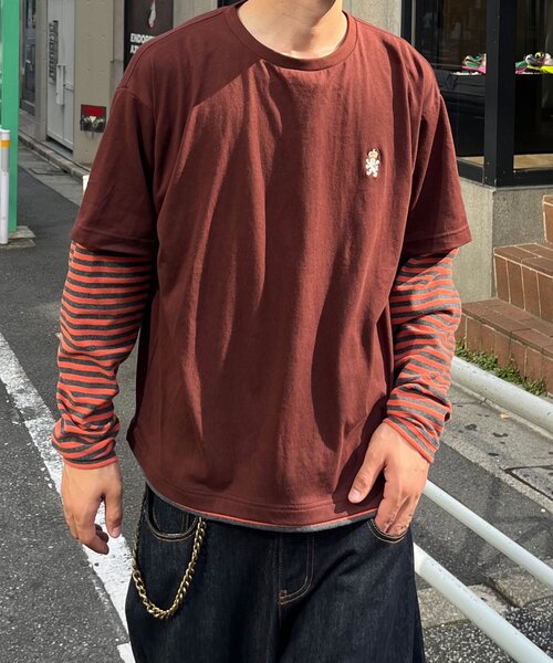 CIAOPANIC(チャオパニック)の「ボーダーレイヤードロンTEE(Tシャツ/カットソー・レディース・ブラウン/ネイビー・MEDIUM/LARGE)」の3枚目の写真