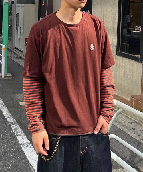CIAOPANIC(チャオパニック)の「ボーダーレイヤードロンTEE(Tシャツ/カットソー・レディース・ブラウン/ネイビー・MEDIUM/LARGE)」の4枚目の写真