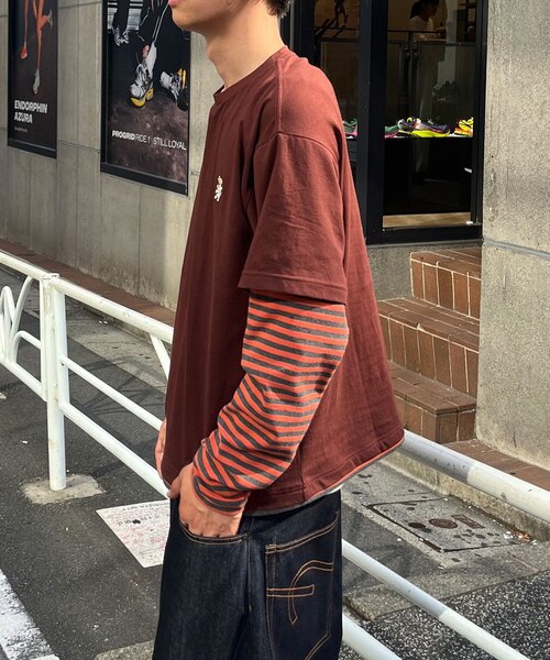 CIAOPANIC(チャオパニック)の「ボーダーレイヤードロンTEE(Tシャツ/カットソー・レディース・ブラウン/ネイビー・MEDIUM/LARGE)」の6枚目の写真