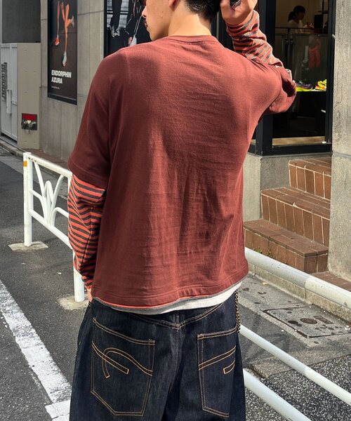 CIAOPANIC(チャオパニック)の「ボーダーレイヤードロンTEE(Tシャツ/カットソー・レディース・ブラウン/ネイビー・MEDIUM/LARGE)」の7枚目の写真