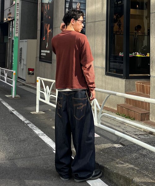 CIAOPANIC(チャオパニック)の「ボーダーレイヤードロンTEE(Tシャツ/カットソー・レディース・ブラウン/ネイビー・MEDIUM/LARGE)」の9枚目の写真