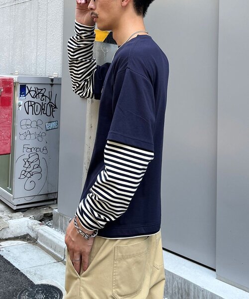 CIAOPANIC(チャオパニック)の「ボーダーレイヤードロンTEE(Tシャツ/カットソー・レディース・ブラウン/ネイビー・MEDIUM/LARGE)」の11枚目の写真