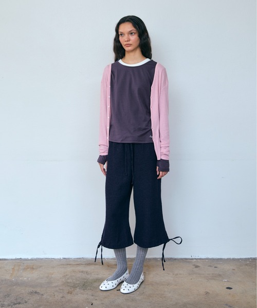 PISCESS(パイシス)の「RIBBED BUTTON CARDIGAN(カーディガン/ボレロ・レディース・ピンク/ネイビー・FREE)」の4枚目の写真