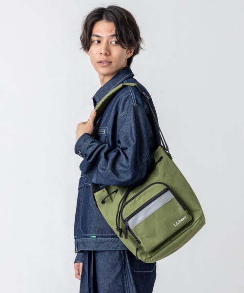 L.L.Bean(エルエルビーン)の「ビニロン/コットン・ドローストリング・バッグ(ショルダーバッグ・レディース・グリーン/カーキブラウン/ブラック・ONE SIZE)」の4枚目の写真