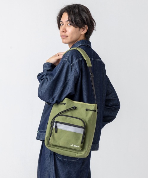 L.L.Bean(エルエルビーン)の「ビニロン/コットン・ドローストリング・バッグ(ショルダーバッグ・レディース・グリーン/カーキブラウン/ブラック・ONE SIZE)」の5枚目の写真