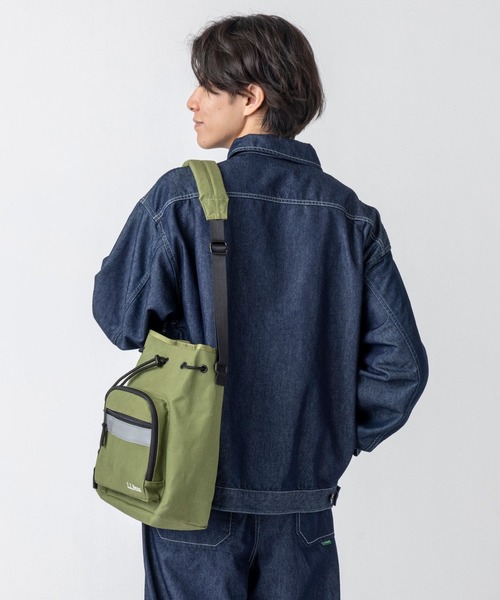 L.L.Bean(エルエルビーン)の「ビニロン/コットン・ドローストリング・バッグ(ショルダーバッグ・レディース・グリーン/カーキブラウン/ブラック・ONE SIZE)」の6枚目の写真