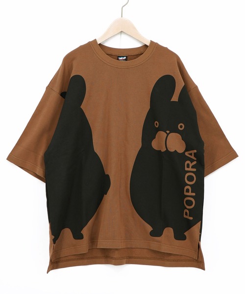 ScoLar（スカラー）の「363107：エンドレスポポラ柄Tシャツ（Tシャツ/カットソー・レディース・ブラウン/ブラック/オートミール・M）」の3枚目の写真