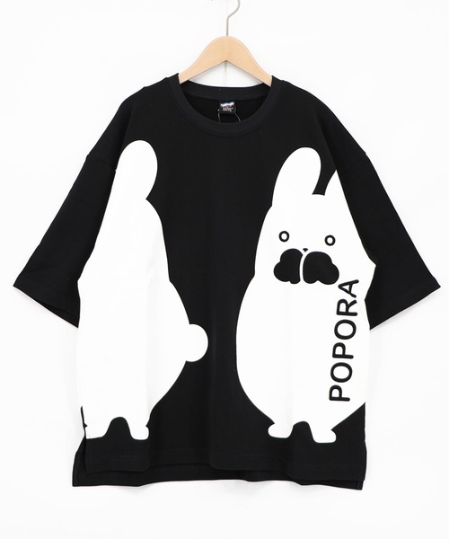 ScoLar（スカラー）の「363107：エンドレスポポラ柄Tシャツ（Tシャツ/カットソー・レディース・ブラウン/ブラック/オートミール・M）」の2枚目の写真