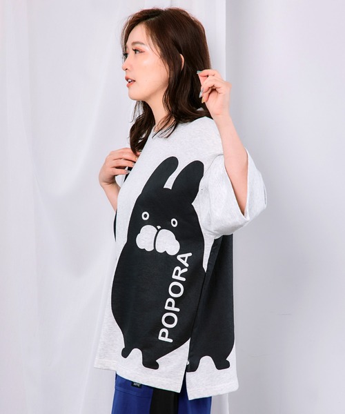 ScoLar（スカラー）の「363107：エンドレスポポラ柄Tシャツ（Tシャツ/カットソー・レディース・ブラウン/ブラック/オートミール・M）」の5枚目の写真