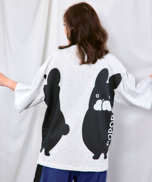 ScoLar（スカラー）の「363107：エンドレスポポラ柄Tシャツ（Tシャツ/カットソー・レディース・ブラウン/ブラック/オートミール・M）」の7枚目の写真