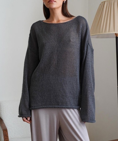 yuue' ( wear )（ユーイ）の「モヘアタッチルーズシアーニットトップス（ニット/セーター・レディース・レッド/ブラック/アイボリー/チャコールグレー・FREE）」の18枚目の写真