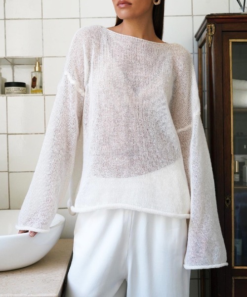 yuue' ( wear )（ユーイ）の「モヘアタッチルーズシアーニットトップス（ニット/セーター・レディース・レッド/ブラック/アイボリー/チャコールグレー・FREE）」の10枚目の写真