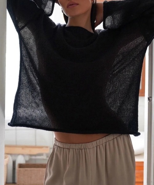 yuue' ( wear )（ユーイ）の「モヘアタッチルーズシアーニットトップス（ニット/セーター・レディース・レッド/ブラック/アイボリー/チャコールグレー・FREE）」の14枚目の写真