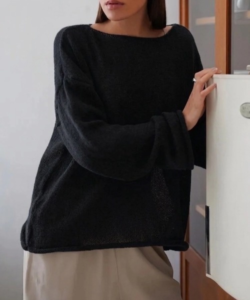yuue' ( wear )（ユーイ）の「モヘアタッチルーズシアーニットトップス（ニット/セーター・レディース・レッド/ブラック/アイボリー/チャコールグレー・FREE）」の13枚目の写真