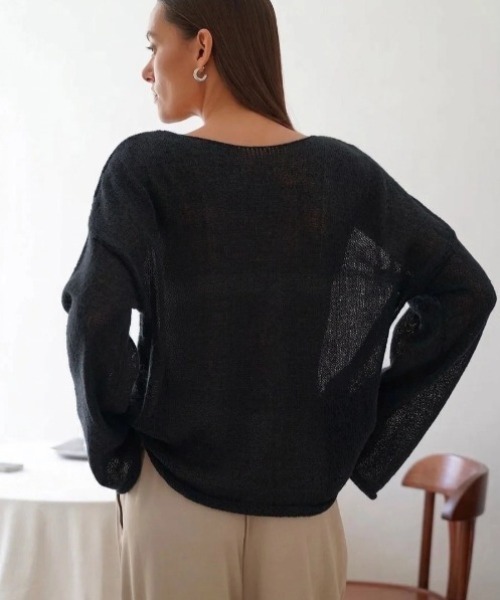 yuue' ( wear )（ユーイ）の「モヘアタッチルーズシアーニットトップス（ニット/セーター・レディース・レッド/ブラック/アイボリー/チャコールグレー・FREE）」の12枚目の写真