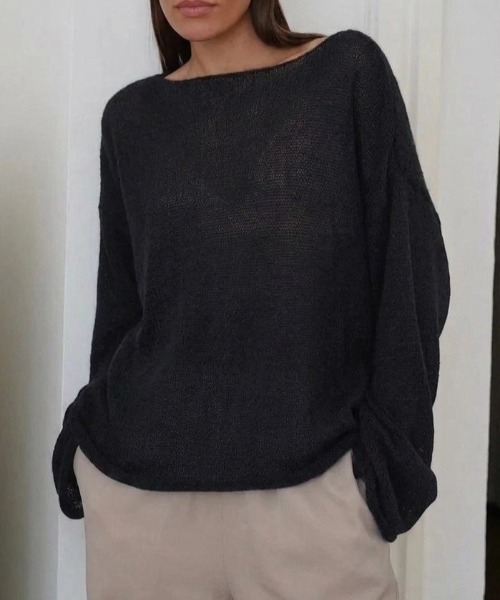yuue' ( wear )（ユーイ）の「モヘアタッチルーズシアーニットトップス（ニット/セーター・レディース・レッド/ブラック/アイボリー/チャコールグレー・FREE）」の15枚目の写真