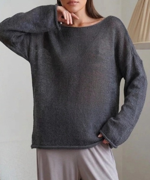 yuue' ( wear )（ユーイ）の「モヘアタッチルーズシアーニットトップス（ニット/セーター・レディース・レッド/ブラック/アイボリー/チャコールグレー・FREE）」の16枚目の写真