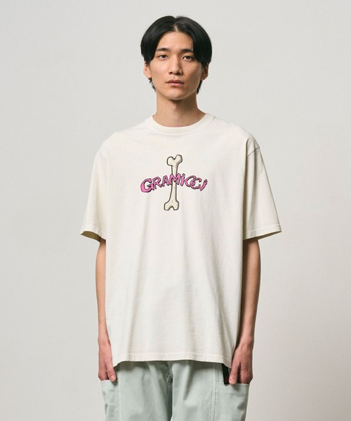 Gramicci(グラミチ)の「BONE TEE PIGMENT DYED|ボーンTシャツピグメントダイ(Tシャツ/カットソー・メンズ・セージグリーン/ライラック/ナチュラル・S/M/XL/2XL)」の4枚目の写真