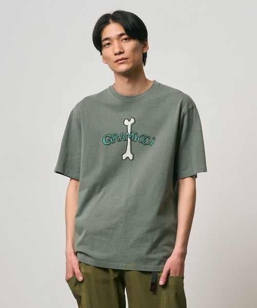 Gramicci(グラミチ)の「BONE TEE PIGMENT DYED|ボーンTシャツピグメントダイ(Tシャツ/カットソー・メンズ・セージグリーン/ライラック/ナチュラル・S/M/XL/2XL)」の6枚目の写真