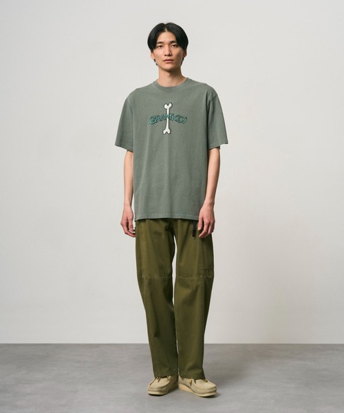 Gramicci(グラミチ)の「BONE TEE PIGMENT DYED|ボーンTシャツピグメントダイ(Tシャツ/カットソー・メンズ・セージグリーン/ライラック/ナチュラル・S/M/XL/2XL)」の7枚目の写真
