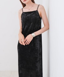 【S・Mサイズ展開】シアーベロアカップ付きキャミワンピース/ダブルストラップ