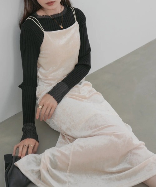 Bab(バブ)の「【S・Mサイズ展開】シアーベロアカップ付きキャミワンピース/ダブルストラップ(ワンピース・レディース・チャコールグレー/アイボリー/ブラウン/ベージュ/ブラック・SMALL/MEDIUM)」の11枚目の写真
