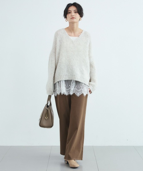 TRICOTS JEAN MARC(トリコットジーンマルク)の「BARNYARDSTORM / TRICOTS JEAN MARC / Vネックニット(ニット/セーター・レディース・ベージュ/オフホワイト/ピンク・FREE)」の7枚目の写真