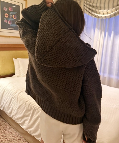 Ada.（エイダ）の「凹凸立体編み ダブルジップ ルーズ ニット カーディガン（カーディガン/ボレロ・レディース・グレー/ブラウン/アイボリー・FREE）」の20枚目の写真