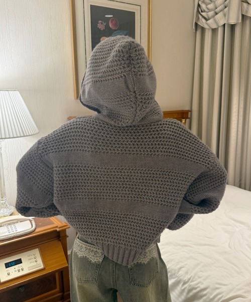 Ada.（エイダ）の「凹凸立体編み ダブルジップ ルーズ ニット カーディガン（カーディガン/ボレロ・レディース・グレー/ブラウン/アイボリー・FREE）」の14枚目の写真